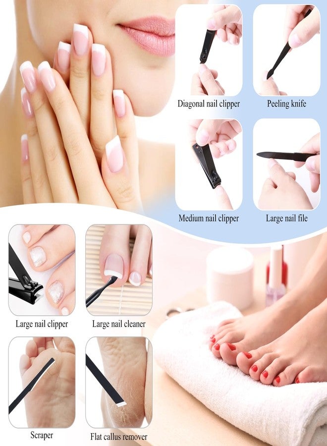 QLNE Nail Clippers Sets High Precisio Stainless Steel Nail Cutter Pedicure Kit Nail File Sharp Nail Scissors and Clipper Manicure Kit Fingernails & Toenails with Portable Stylish case (Black) - Image 5